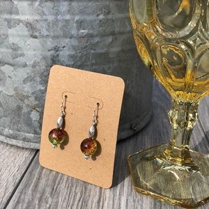Crackled Glass & Silver Earrings